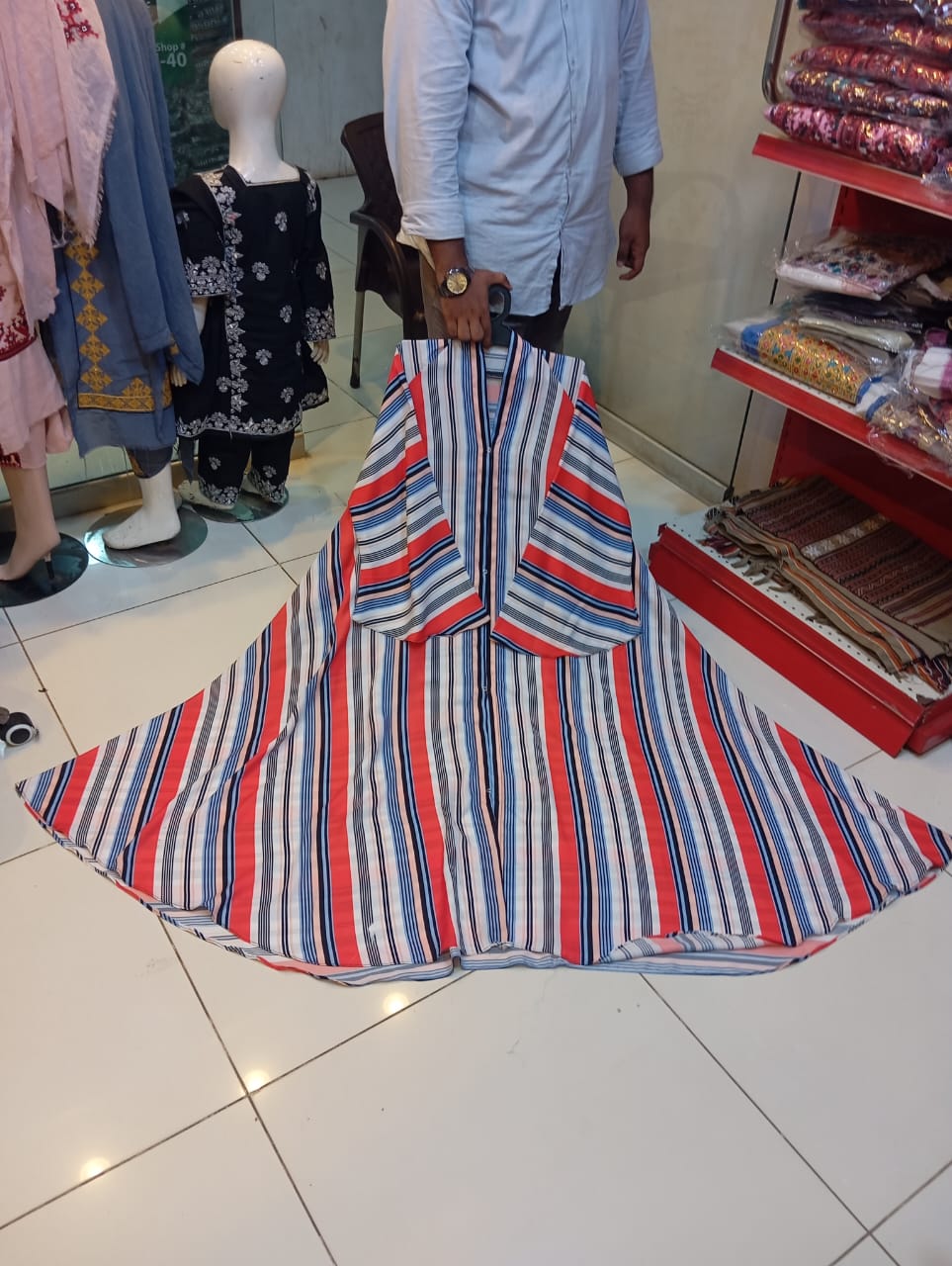 Printed Front Open Abaya with Big Ghair