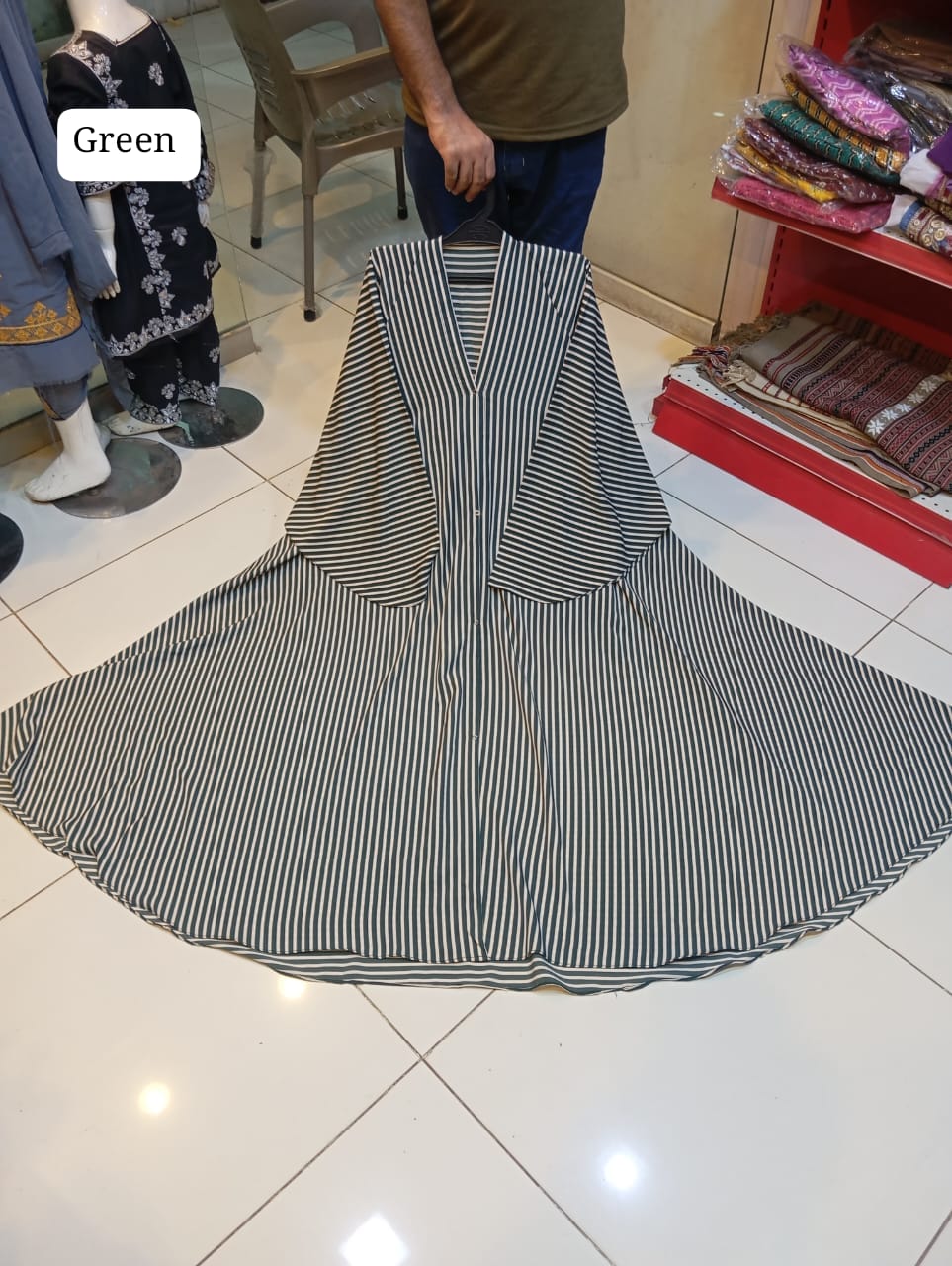 Printed Front Open Abaya with Big Ghair
