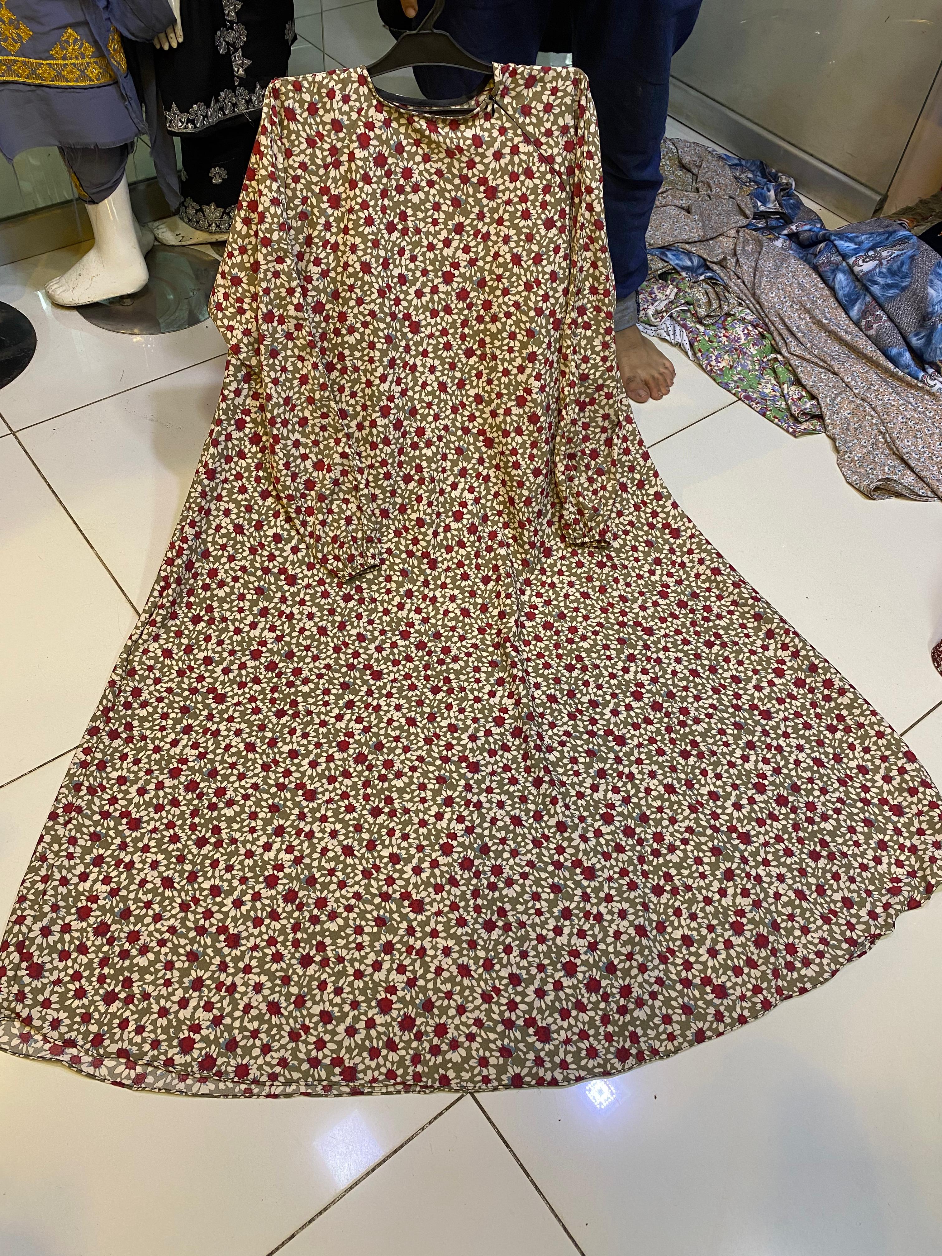 Printed Abaya Maxi | Neck Zip