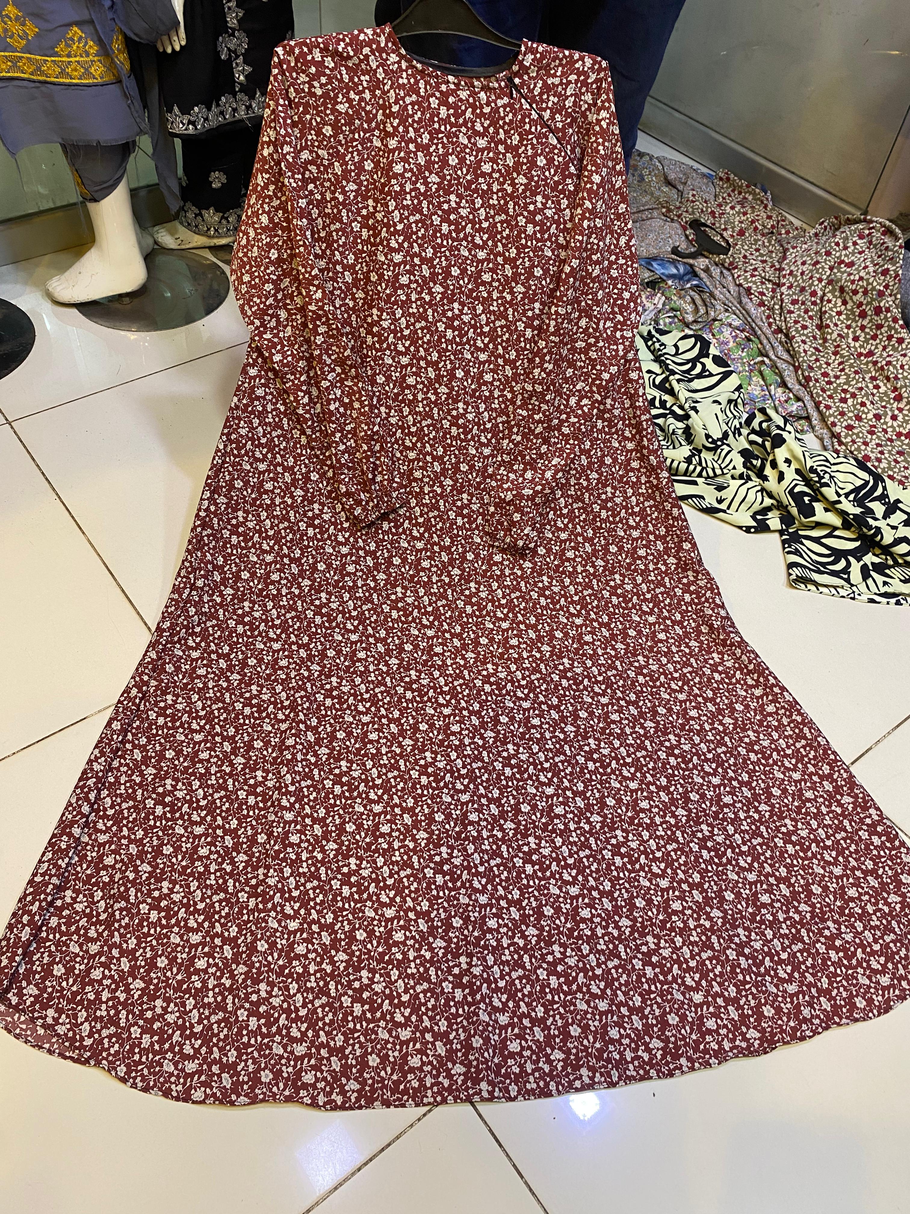 Printed Abaya Maxi | Neck Zip