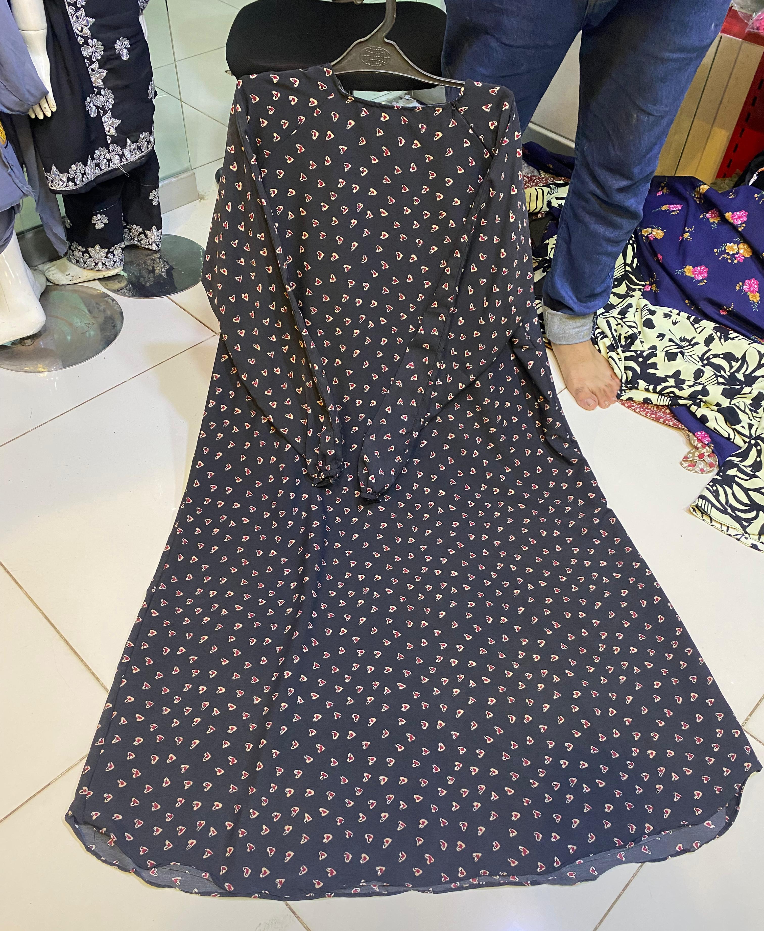 Printed Abaya Maxi | Neck Zip
