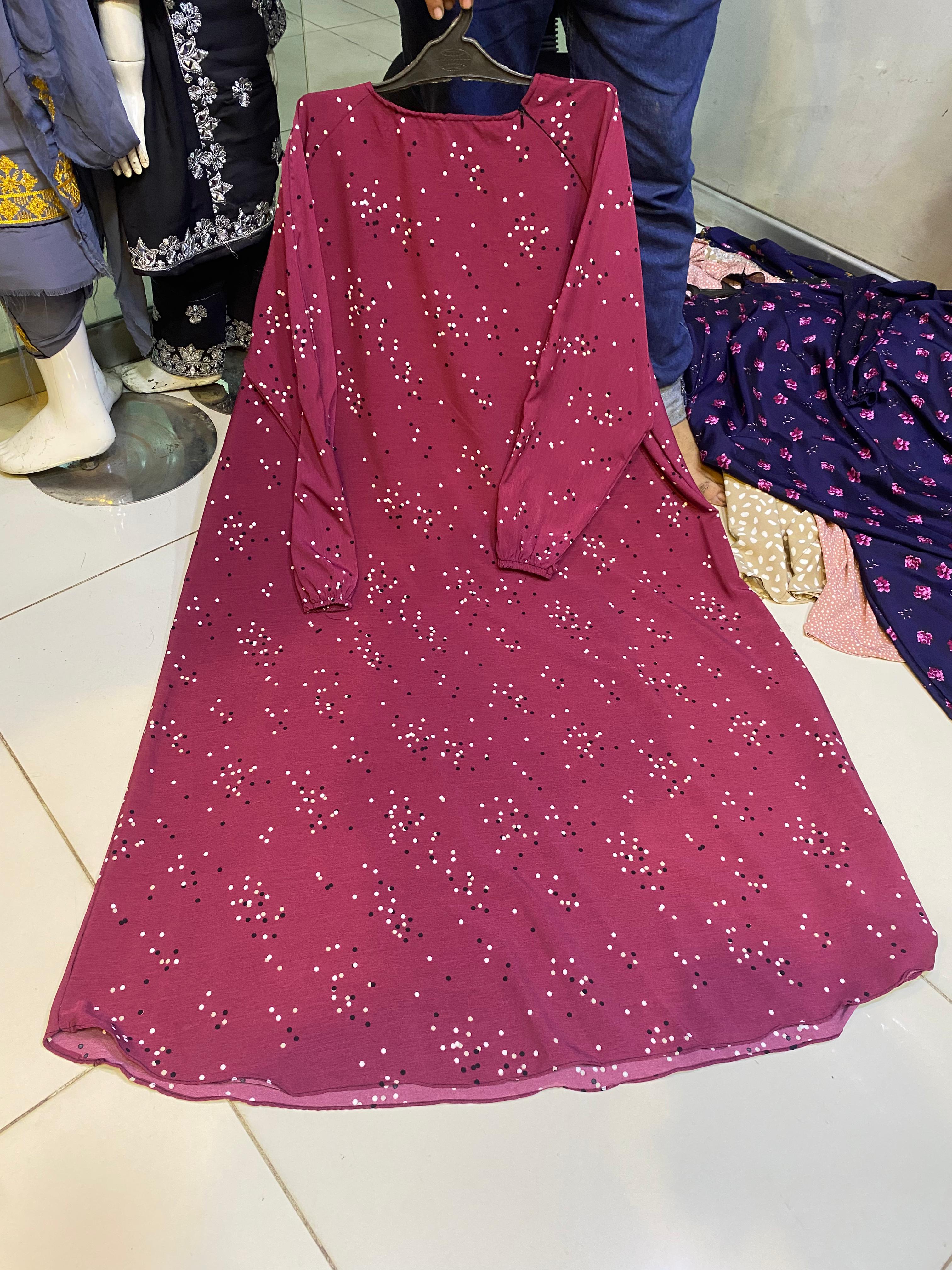 Printed Abaya Maxi | Neck Zip