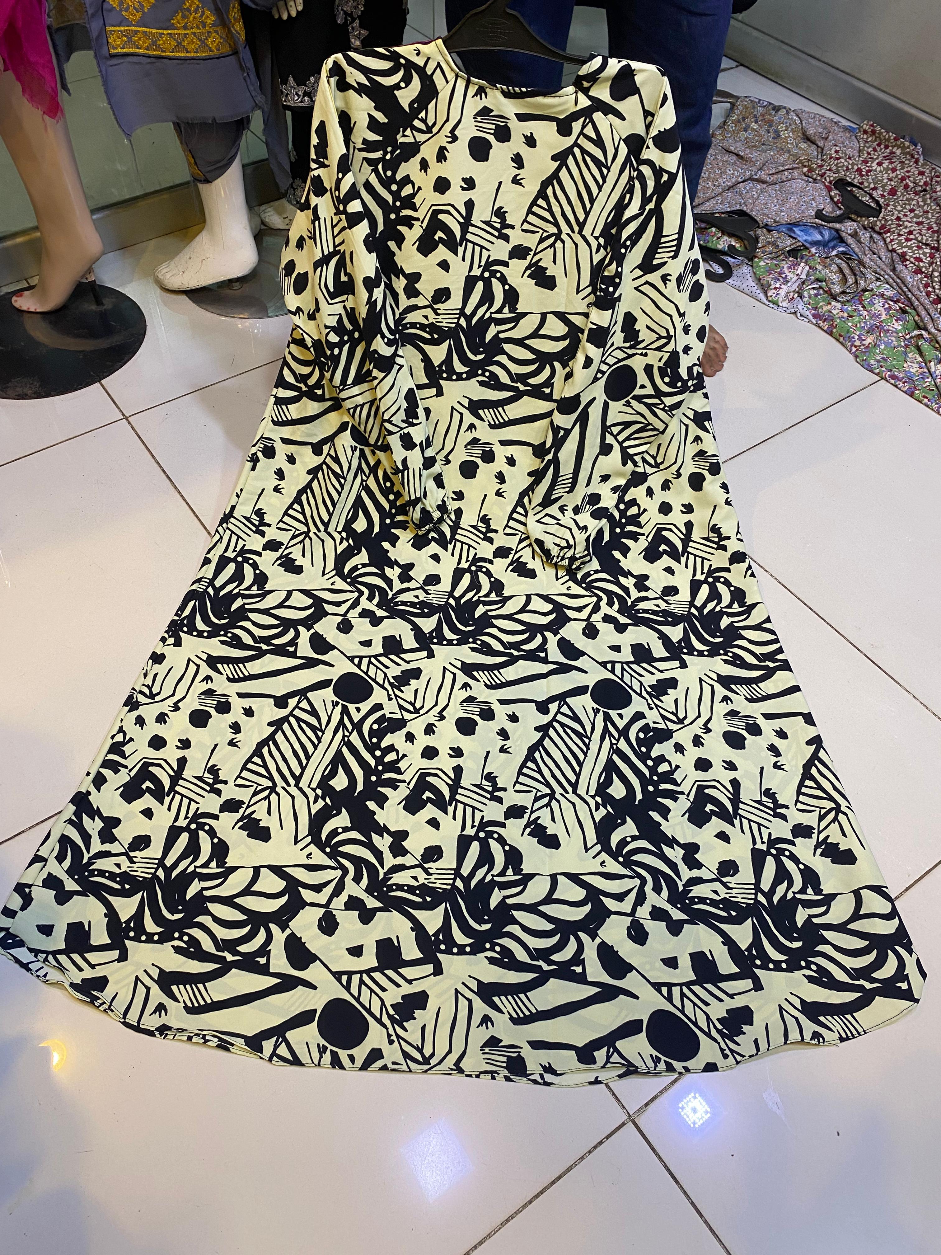 Printed Abaya Maxi | Neck Zip